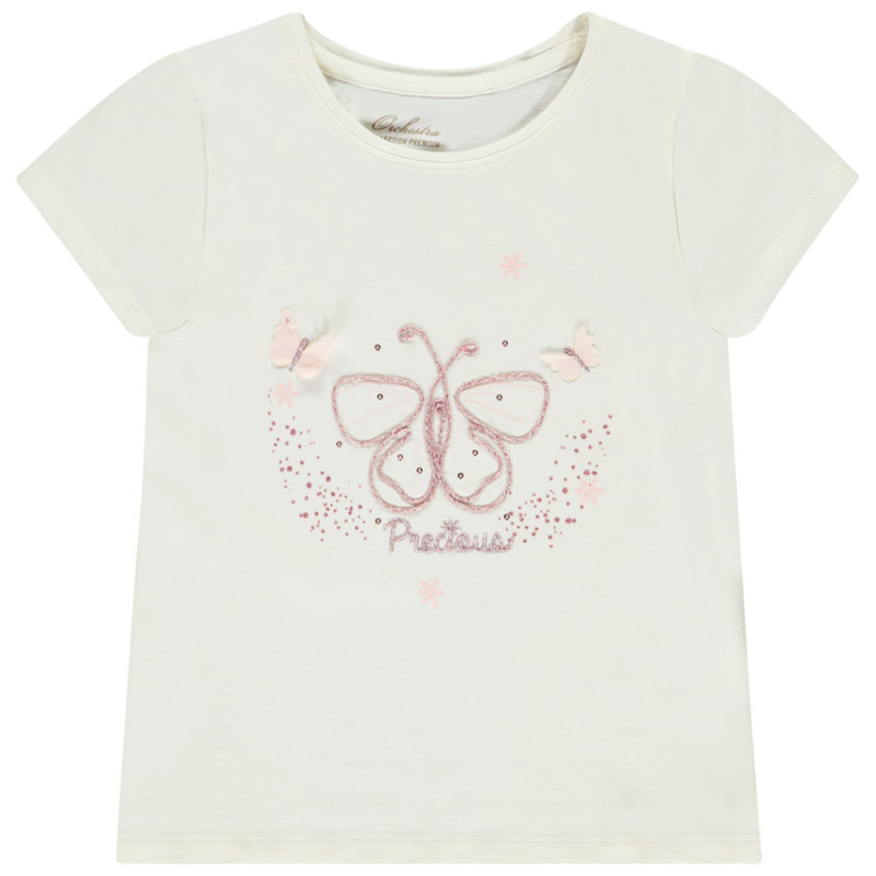 T-shirt manches courtes avec papillon cording fille