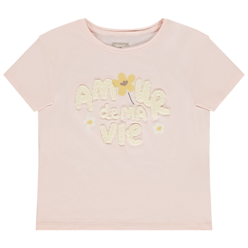 T-shirt manches courtes à broderie bouclette fille