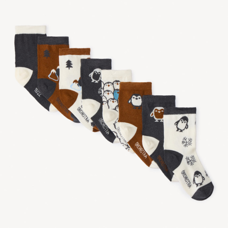 Lot de 8 paires de chaussettes motifs pingouins pour bébé ga