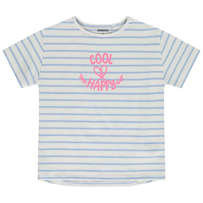 T-shirt manches courtes rayé et printé fille