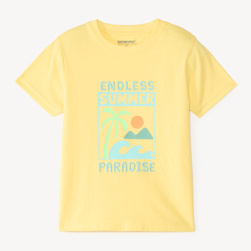 T-shirt manches courtes uni print et broderie estival fantai