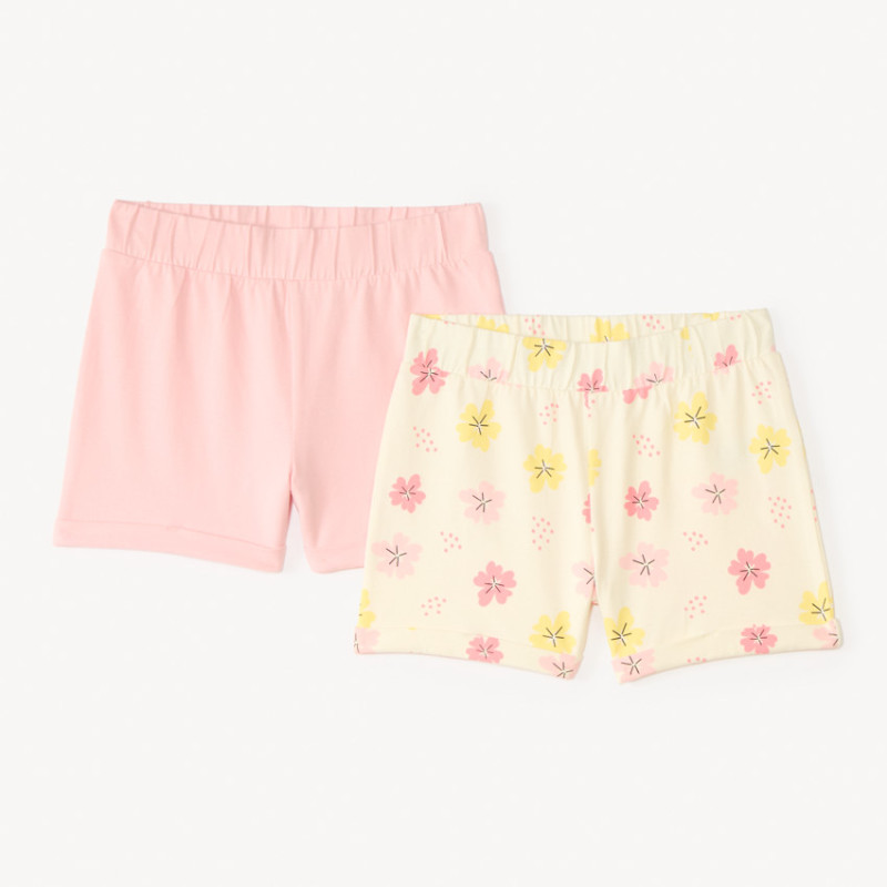 Lot de 2 shorts en jersey uni + imprimé fantaisie fille