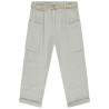 Pantalon rayé à poches + ceinture tressée fille