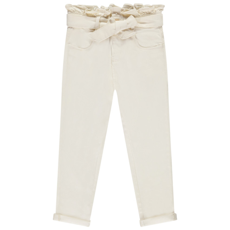 Jean paperbag uni avec ceinture à nouer fille