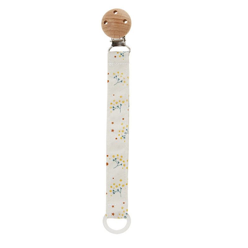 Attache-sucette à clip en bois Fleurs