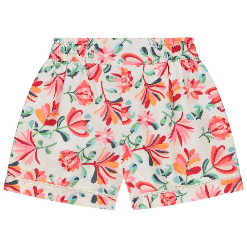 Short imprimé floral avec dentelle jour échelle fille