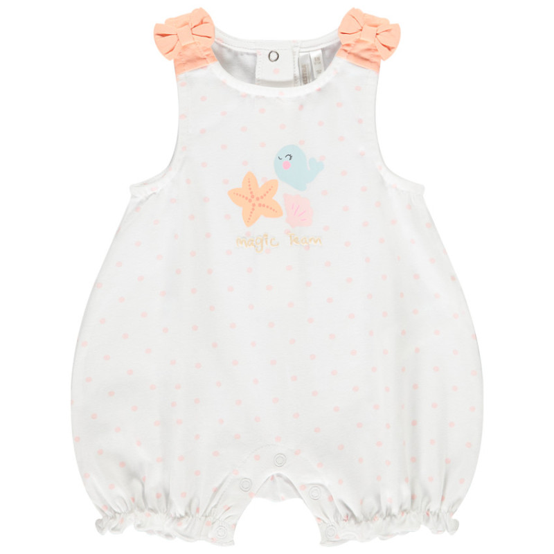 Combishort sans manches imprimé pois à nœuds pour bébé fille