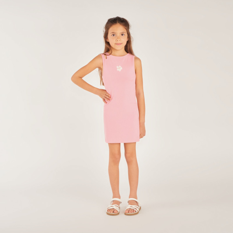 Robe débardeur en maille broderie fleurs fille