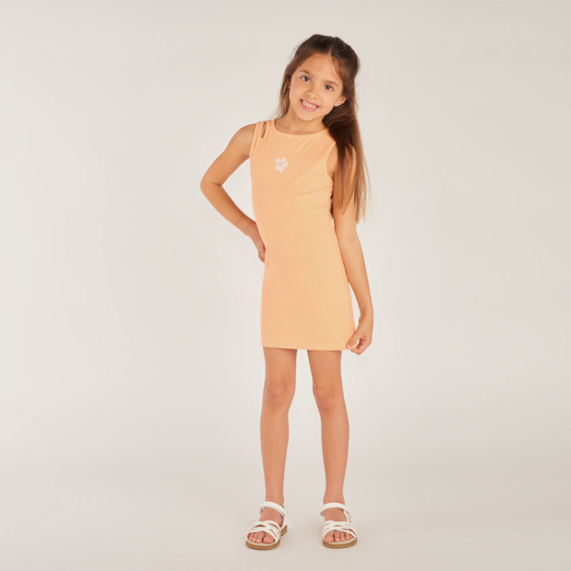 Robe débardeur en maille broderie fleurs fille