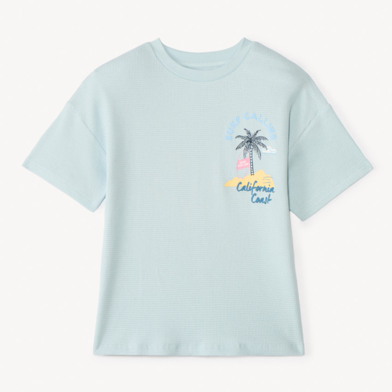 T-shirt manches courtes en nid d'abeille print fantaisie gar