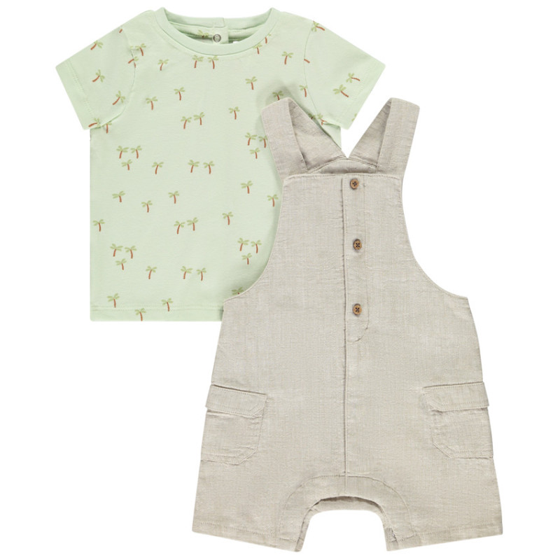 Ensemble salopette + t-shirt imprimé palmier pour bébé garço