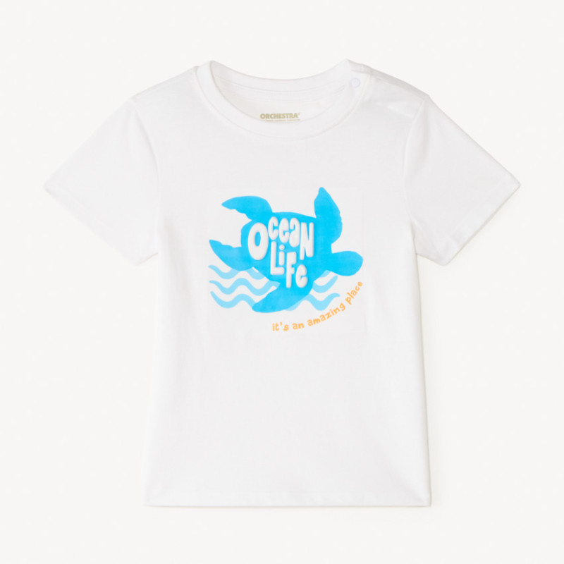 T-shirt manches courtes motifs fantaisie embossés pour bébé 