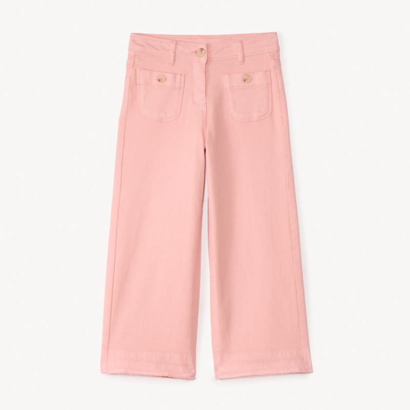Jean large uni à boutons imitation corne fille