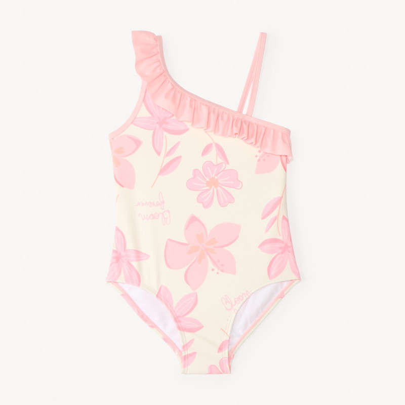 Maillot de bain 1 pièce bretelles asymétriques imprimé fleur