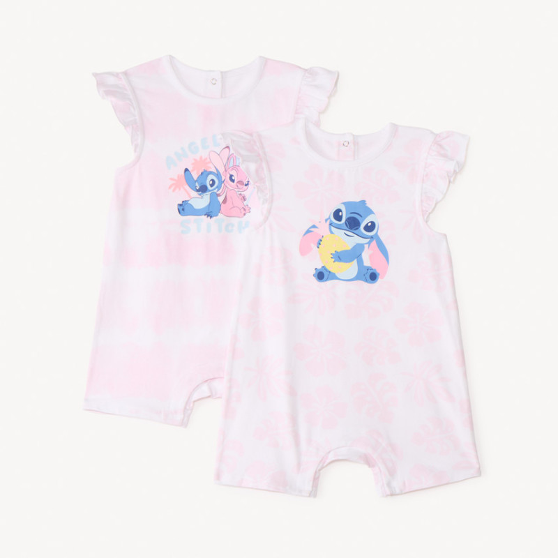 Lot de 2 combinaisons courtes Stitch & Angel Disney pour béb