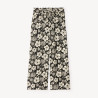 Pantalon fluide à imprimé fleurs exotiques avec ceinture nou