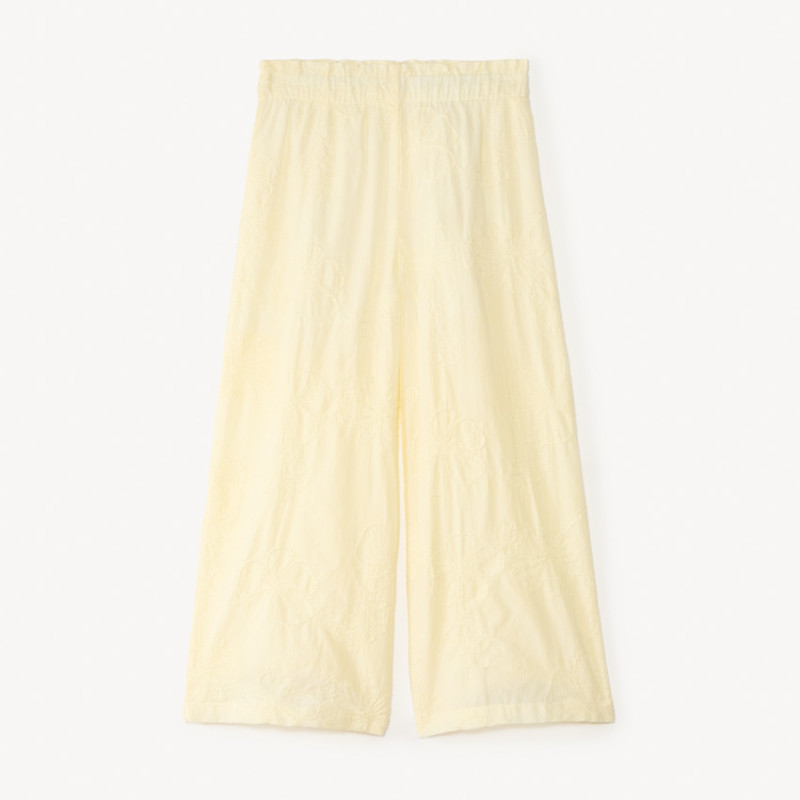 Pantalon évasé en voile brodé à fleurs fille