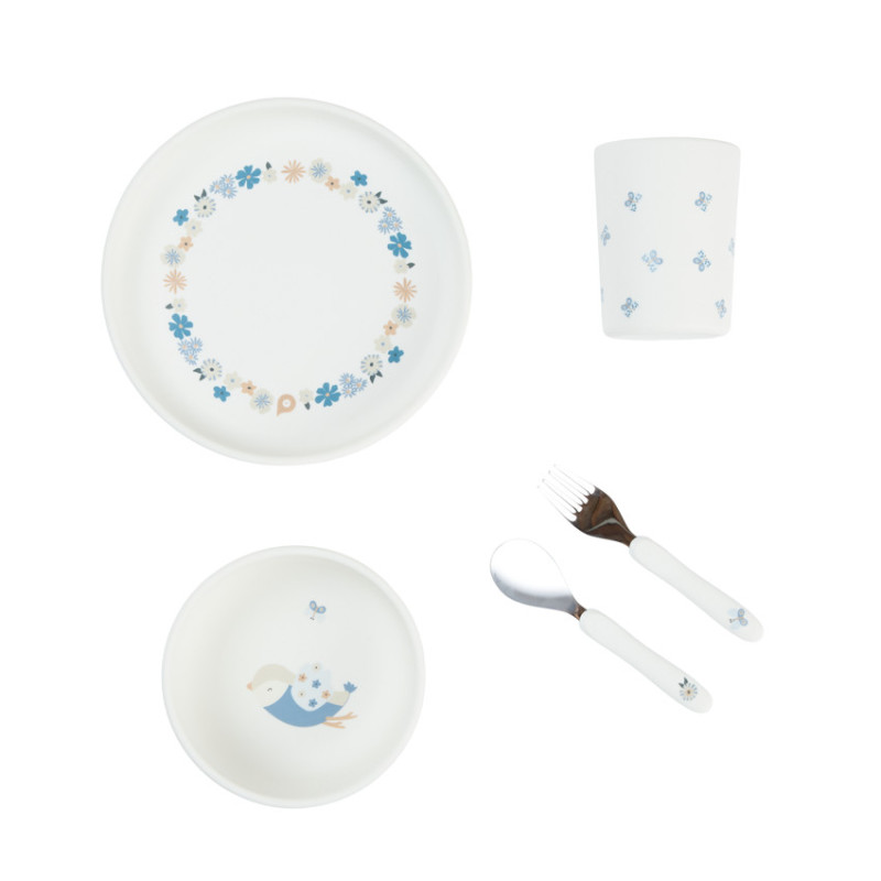 Coffret repas en silicone 5 pièces - Tiny Flowers