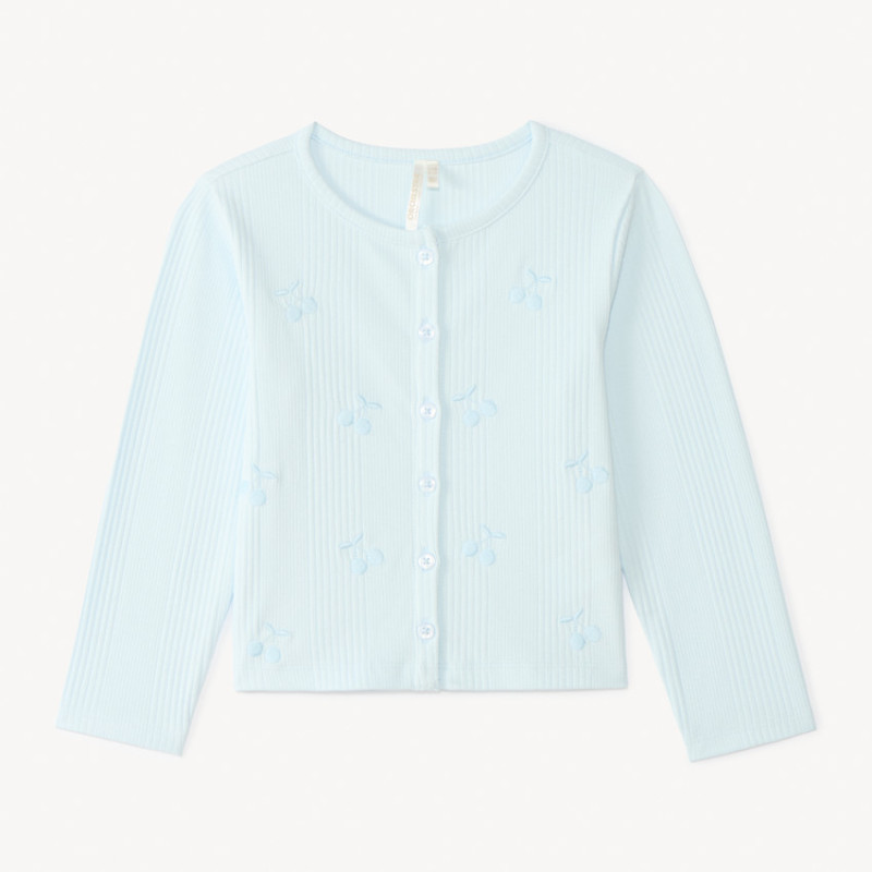 Gilet à manches longues avec broderie cerise pour bébé fille