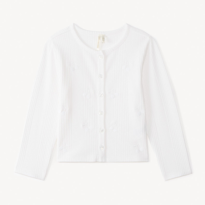 Gilet à manches longues avec broderie cerise pour bébé fille