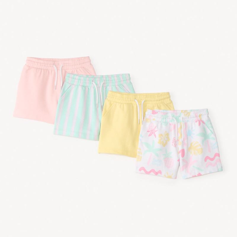 Lot de 4 shorts en molleton imprimé fantaisie fille