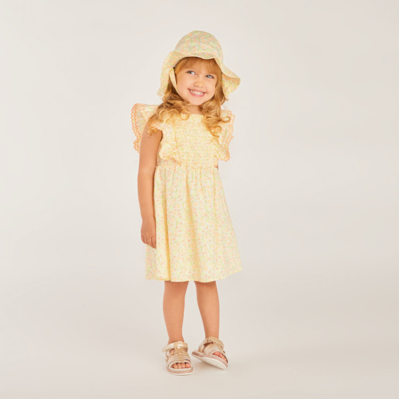 Ensemble 2 pièces robe + charlotte imprimé fleuri pour bébé 