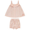 Ensemble tunique + short bloomer imprimé vichy pour bébé fil