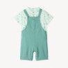 Ensemble court 2 pièces chemise col mao et salopette pour bé