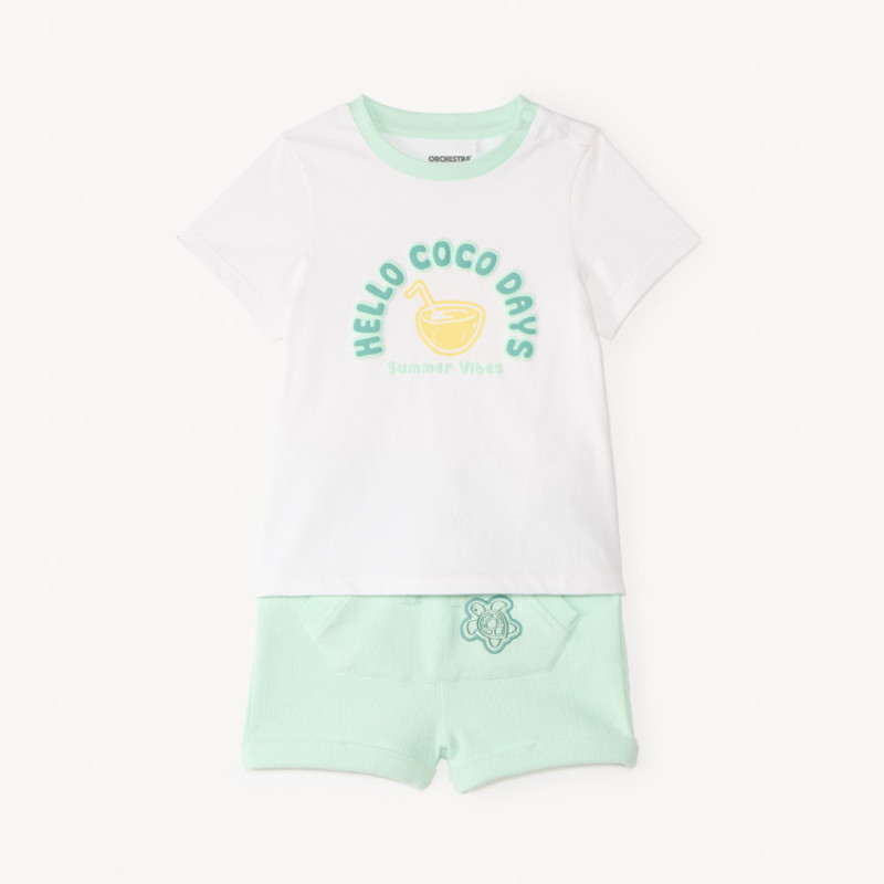 Ensemble court 2 pièces t-shirt + short fantaisie pour bébé 