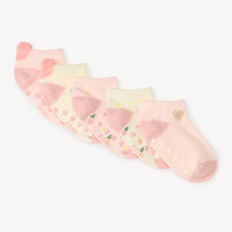 Lot de 5 paires de chaussettes cœurs antidérapantes pour béb