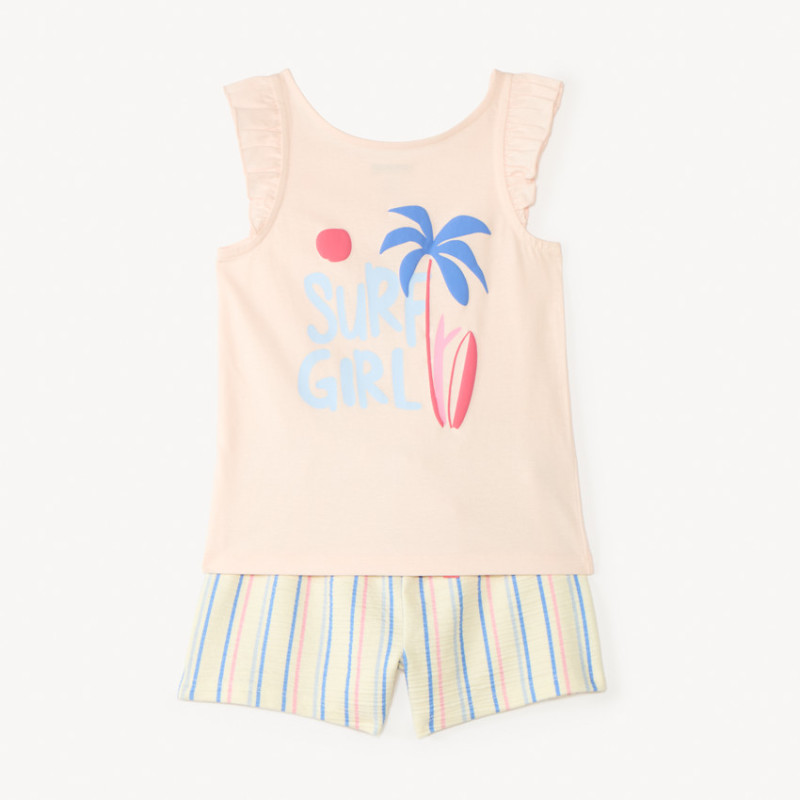 Ensemble 2 pièces débardeur + short motif surf fille