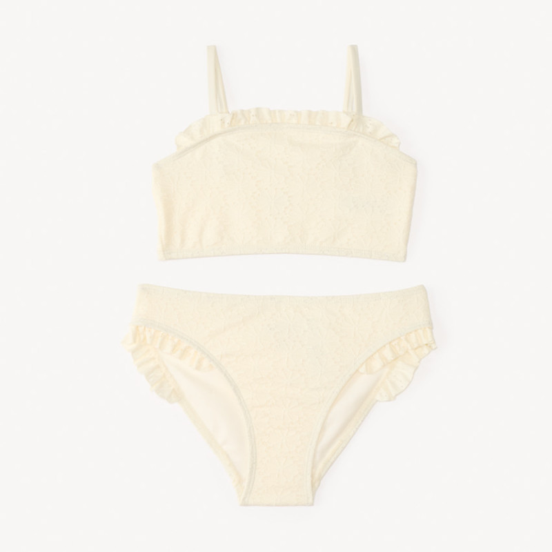 Maillot de bain 2 pièces effet broderie fille