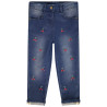 Jean slim en denim like avec broderies cerises pour bébé fil