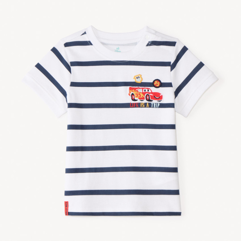 T-shirt manches courtes à rayures broderie Flash McQueen Dis