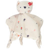 Doudou mouchoir chat en velours imprimé pour bébé fille