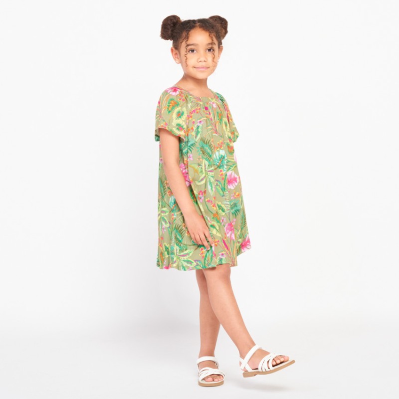 Robe manches courtes imprimée jungle fantaisie fille