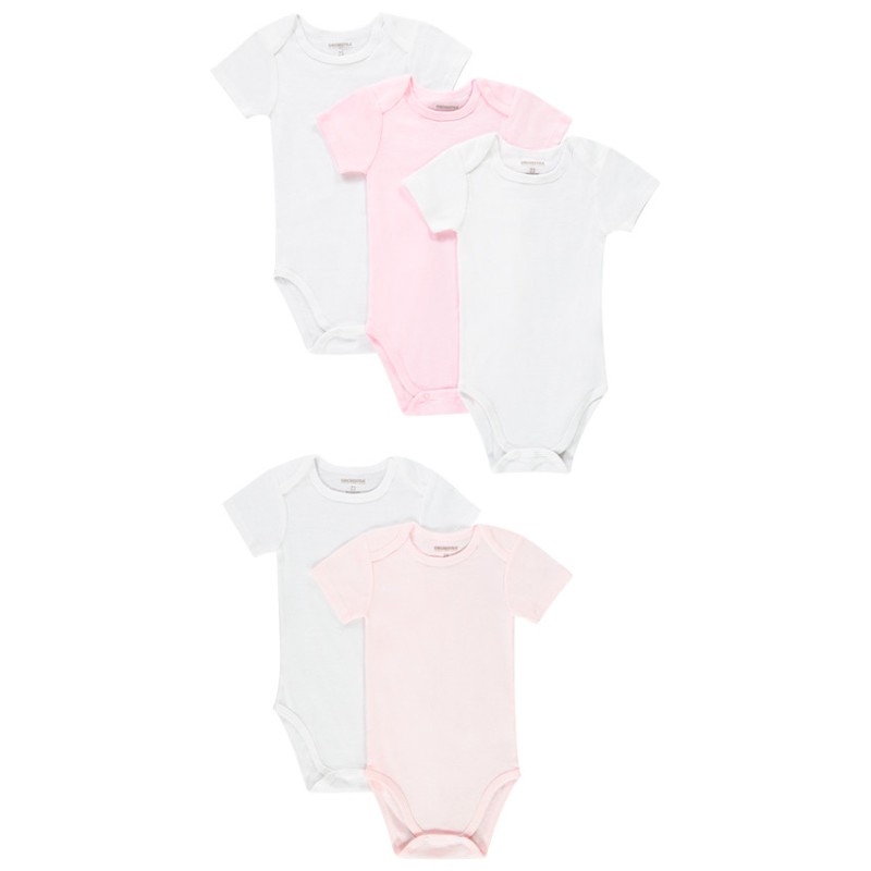 Lot de 5 bodies unis à manches courtes pour bébé fille