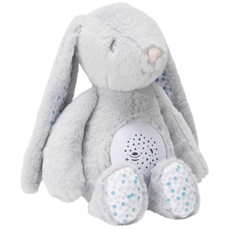 Peluche veilleuse musicale avec projecteur Célestin le lapin