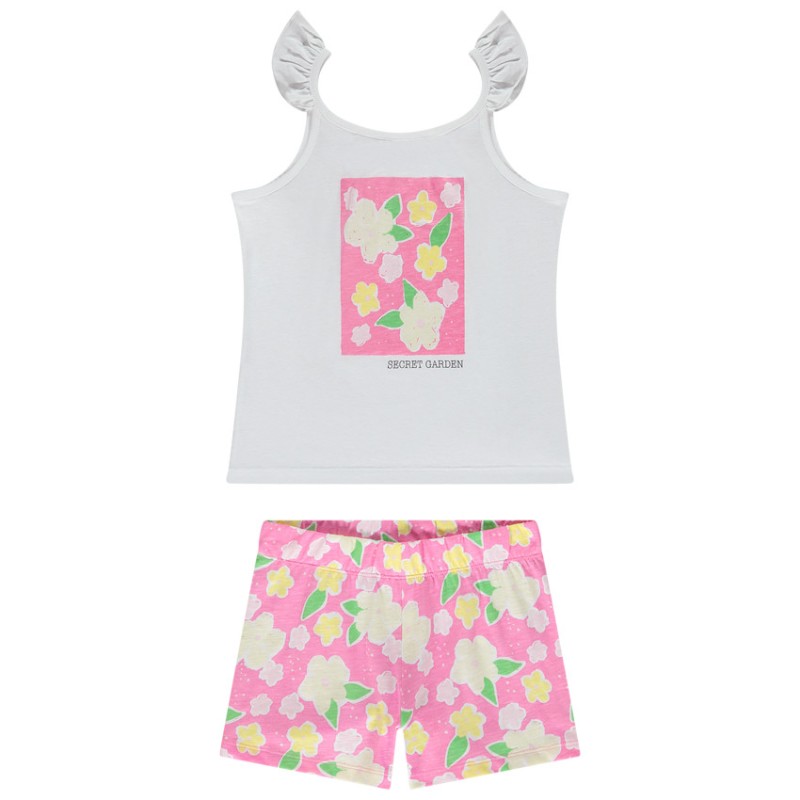 Pyjama 2 pièces en jersey imprimé fleuri fille