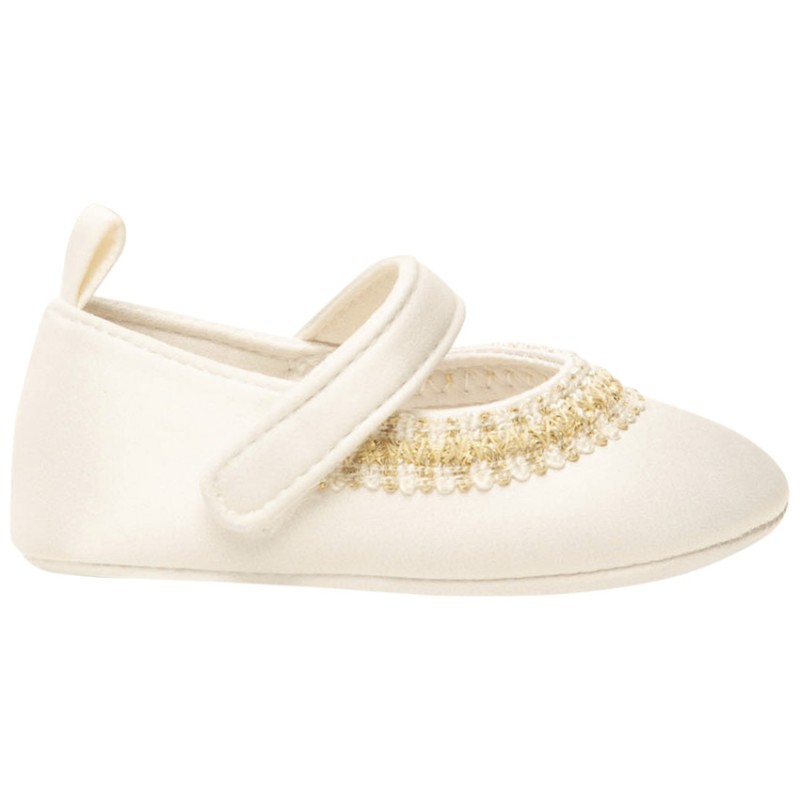 Babies en satin de cérémonie avec broderie pour bébé fille