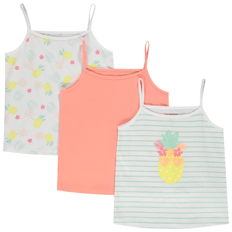 Lot de 3 débardeurs motifs fantaisie ananas fille