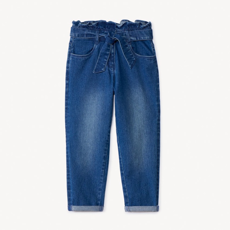 Jean paperbag avec ceinture fille