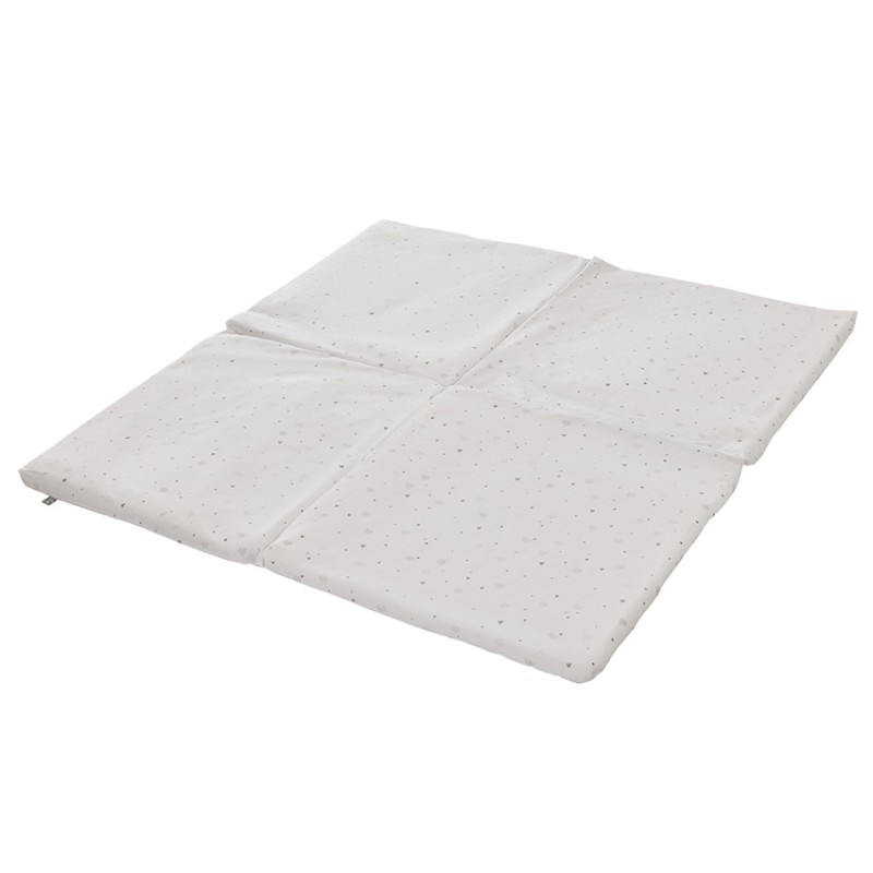 Tapis de motricité pliable 120 x 120 cm imprimé cœurs