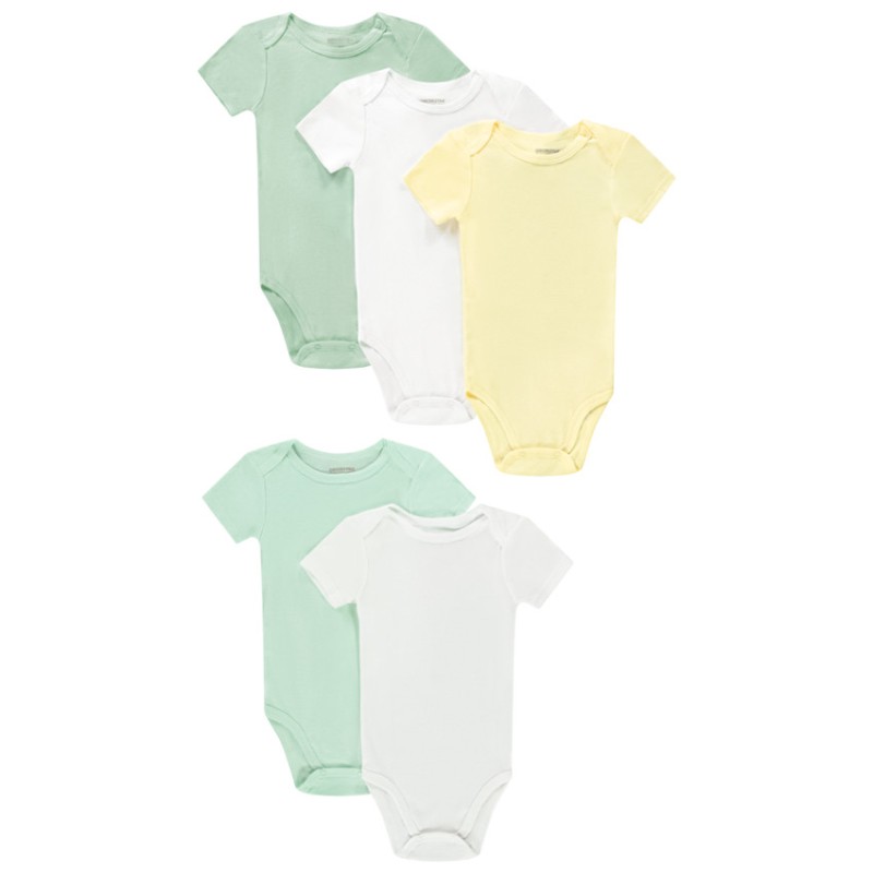 Lot de 5 bodies manches courtes unis pour bébé