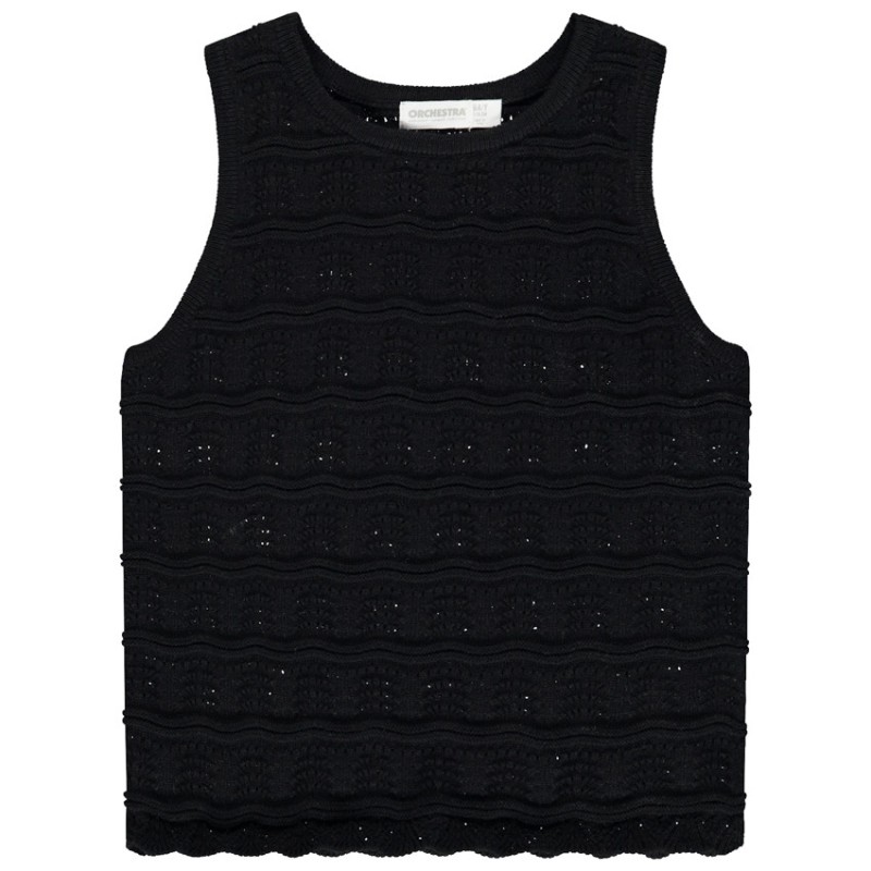 Débardeur uni en crochet ajouré fille