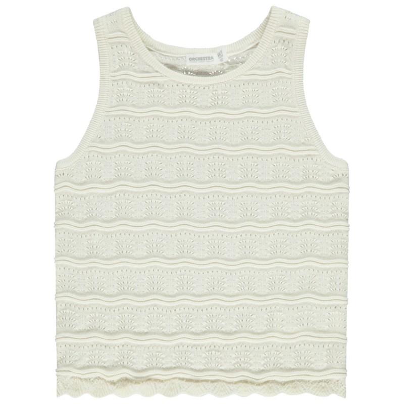 Débardeur uni en crochet ajouré fille
