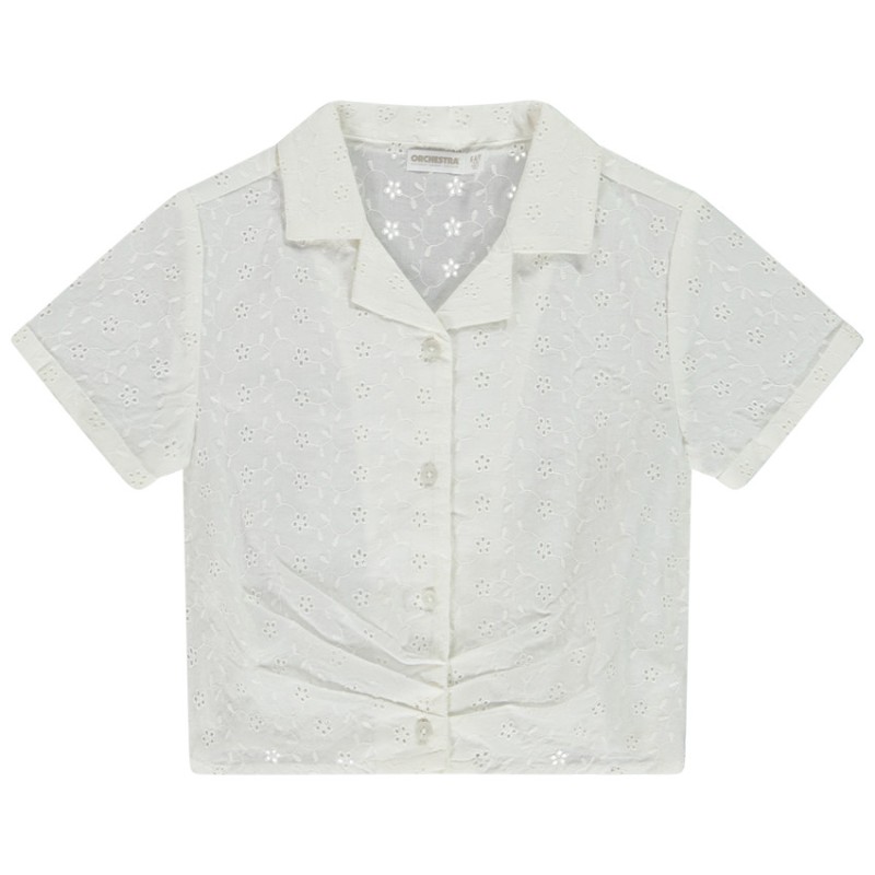 Chemisier manches courtes en broderie anglaise fille