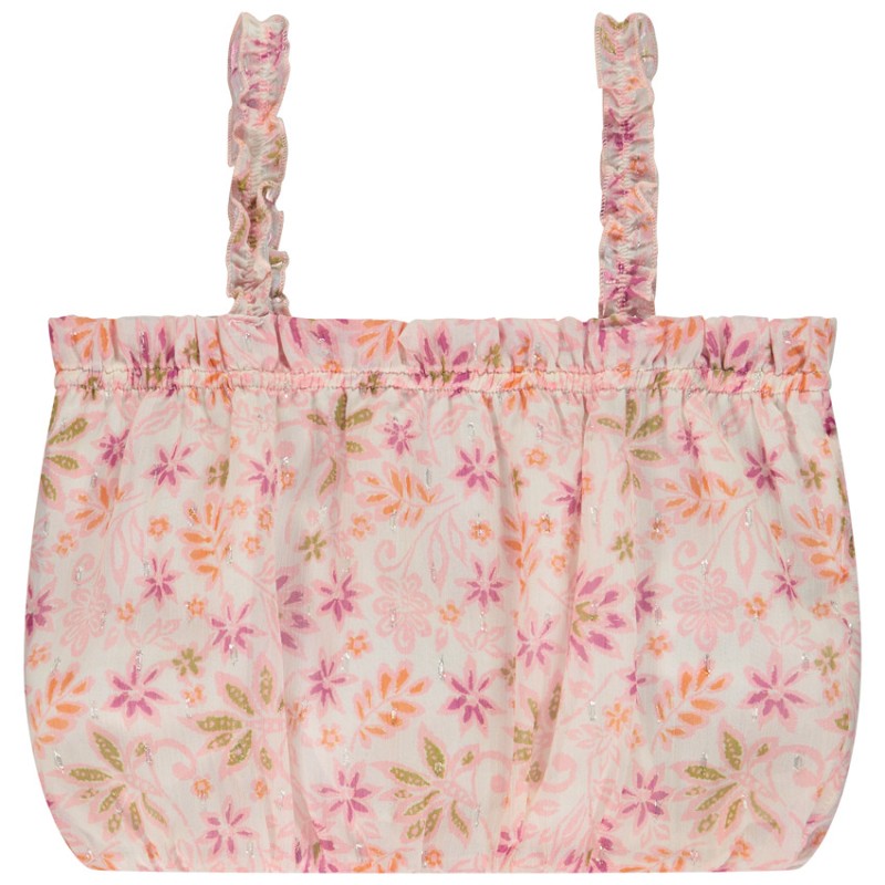 Crop top effet boule imprimé floral fille