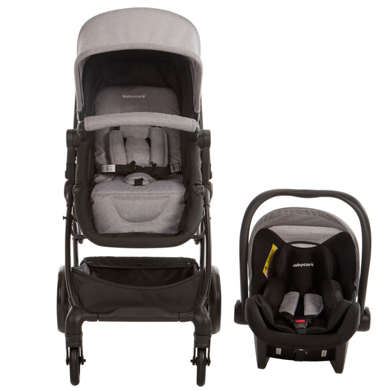 Poussette trio combinée avec siège-auto et couffin gris chin