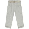 Pantalon rayé à poches + ceinture tressée fille